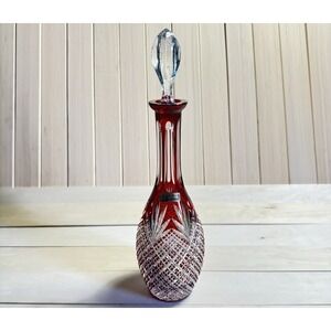 Rexxford 15.5 Ruby Red Crystal Cordial Decanter Diamond Pineapple Design German
